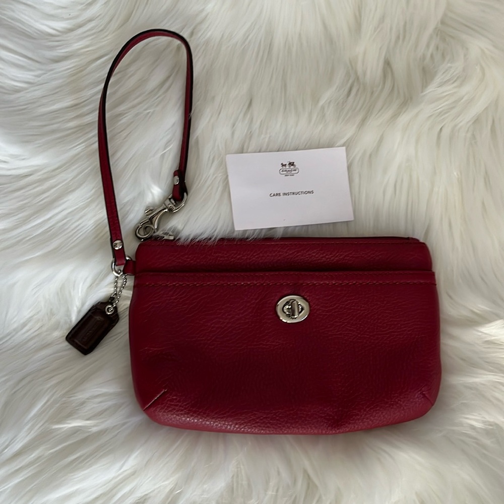 Coach Wristlet Red Pebble Leather NWOT